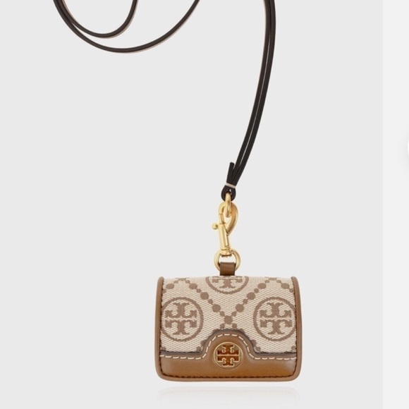 Tory Burch Tan and Cream Jacquard AirPods Case - Picture 8 of 8